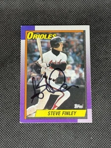 Steve Finley Baltimore Orioles 1990 Topps Signed Auto Card #349 ~ COA - Picture 1 of 3