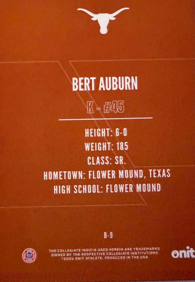 2024 TEXAS LONGHORNS ONIT ATHLETE LICENSED TRADING CARDS - Image 1 of 1