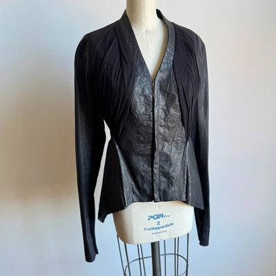 Chaqueta RICK OWENS Cuero y Tela Cuello en V - Talla 8 - Excelente Estado Foto 1 de 4
