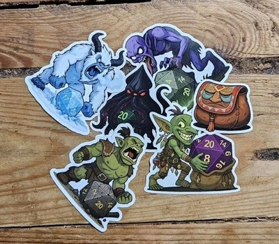 DND 6 Piece Sticker Set  I  5 Monsters and 1 Item I Premium Vinyl Stickers - Image 1 of 4