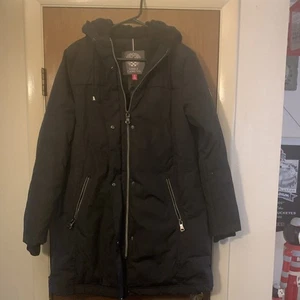 Vince Camuto Herren Color Block Long Winter Parka Jacke Mantel Schwarz M - Bild 1 von 6