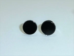 Ohrstecker Ohrringe Onyx Cabochon flach rund Schwarz Silber 925 Gold - Bild 1 von 16