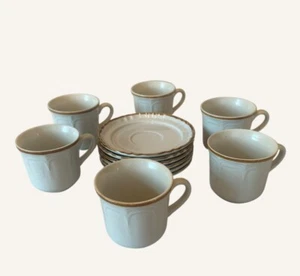 Vintage Kristin Lee Stoneware Casual Elegance Cups & Saucers Set Of 6 - Picture 1 of 5