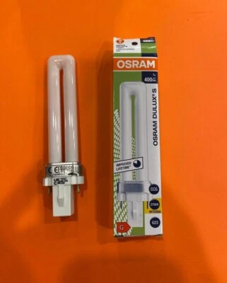 BOX OF 10 NEW 7W OSRAM DULUX S Twin CF Light Bulb F7TT/27K G23 2 pin - Image 1 of 3
