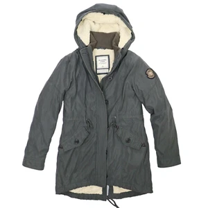 Chaqueta Abercrombie & Fitch Para Mujer’s Gris Mediano Parka Forrada Sherpa Ropa Exterior Utilitaria - Imagen 1 de 11