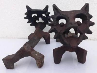  Andirons Chenets renards fantastiques Suède design Olle Hermansson XXè - Photo 1/4