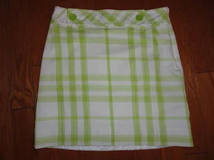 NINE & COMPANY Green & white Cotton Plaid Skirt full lined side zip. Size 8. - Picture 1 of 2