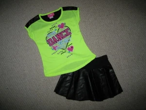 NEW "DANCE YOUR HEART OUT" Skirt Neon Green Girls 4 Spring Summer Clothes Kids - Picture 1 of 2