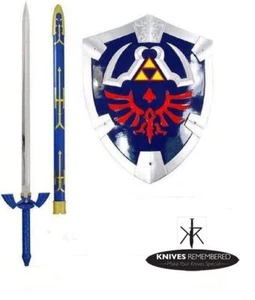 LA LEYENDA DE ZELDA ESPADA MAESTRA DE ACERO REAL + JUEGO DE ESCUDO disfraz enlace hylian - Imagen 1 de 1