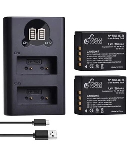 Paquete de 2 baterías NP-W126 NP-W126s + cargador LCD para Fujifilm X100F X-A1 X-A2 X-A3 - Imagen 1 de 5