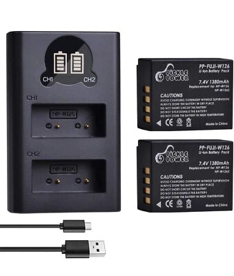 2-Pack NP-W126 NP-W126s Battery + LCD Charger  for Fujifilm X100F X-A1 X-A2 X-A3 - Image 1 of 4