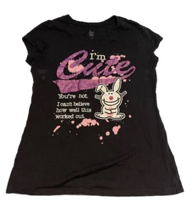 Vintage Jim Benton Happy Bunny T Shirt Tee Youth Large I’m Cute Your Not 🐰 - Picture 1 of 10