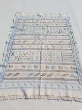 Fine Vintage Traditional Hand Made Oriental Wool White Kilim 4.2x2.10ft