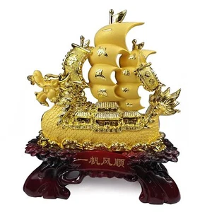 Sailing Ship Statue Feng Shui Decoration Of Wealth And Prosperity Feng Shui Gil - Picture 1 of 6