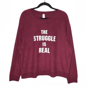 No Boundaries The Struggle is Real Womens Soft Sweatshirt Juniors XXL Burgundy - Picture 1 of 8