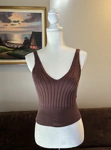 ZARA Sleeveless Brown Knitting Top Size Medium - Picture 1 of 6