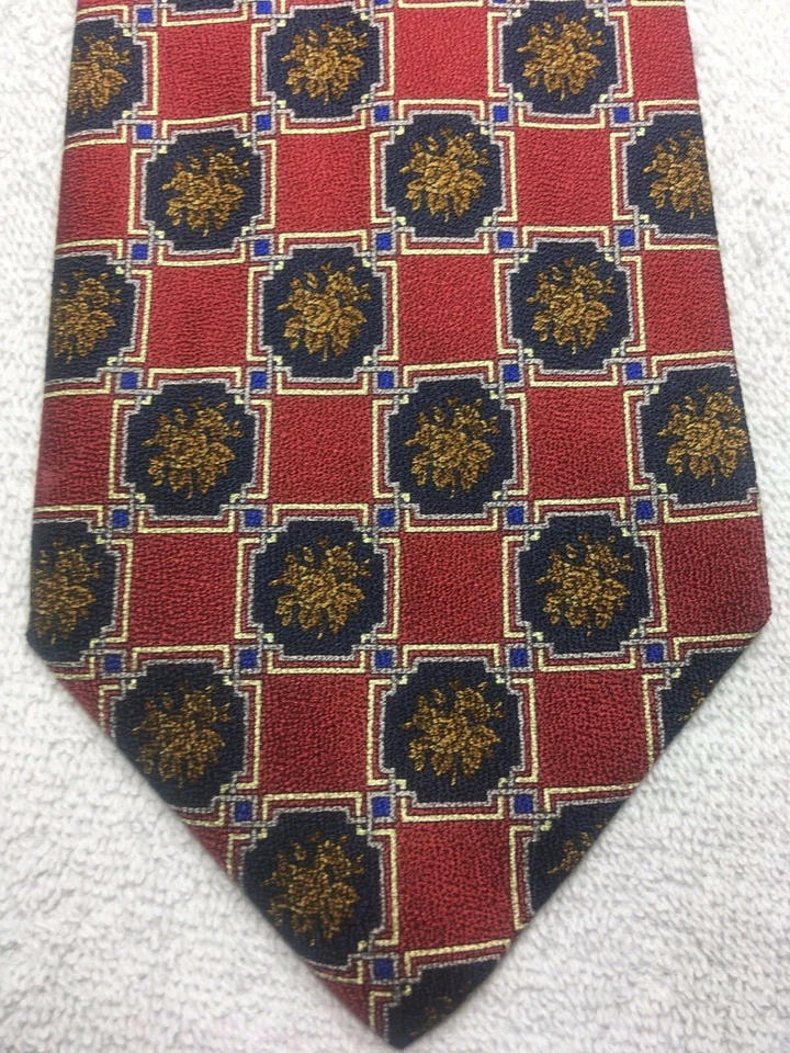 Gravata masculina Valentino vermelha azul ouro laranja 4 x 59 - Imagem 1 de 4