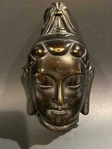 Japanese Buddhism Miroku Bronze Mask Bosatsu Wall Hanging - Picture 1 of 12