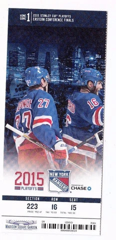 2015 NEW YORK RANGERS VS TAMPA BAY LIGHTNING PLAYOFFS TICKET STUB GAME #1 Cover