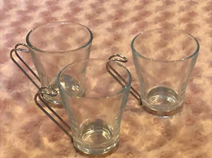 Bormioli Rocco Set of 3 Glass Mugs W/Metal Handle 3.75” - Picture 1 of 4