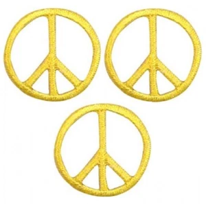 Mini Peace Sign Patch Applique - Yellow, Gold 1" (3-Pack, Iron on) - Picture 1 of 1