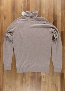 JOHN SMEDLEY Cherwell suave cervatillo beige lana cuello alto suéter mediano auténtico - Imagen 1 de 10
