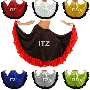Flamenco Satine 12 Verges Jupe Belly Dance Gitan Danse du ventre Orientale Gypsy - Afbeelding 1 van 31