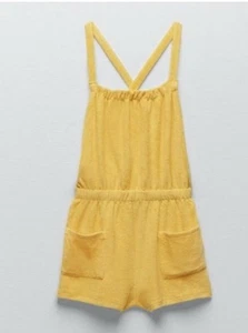 Zara Women’s Terry Cloth Romper Size Large Yellow - Picture 1 of 5