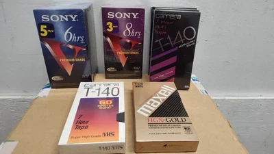 Sony Premium Grade, Carrera T-140 Bundle of Blank VHS Tapes For Recording [NEW] - Image 1 of 4