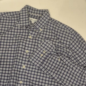 Peter Millar Long Sleeve Button Down Shirt Mens Large Blue White Tartan Plaid - Picture 1 of 8