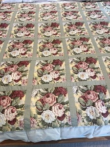 VTG Ralph Lauren KATHLEEN Roses cotton Custom OOAK handmade quilt unfinished - Picture 1 of 16