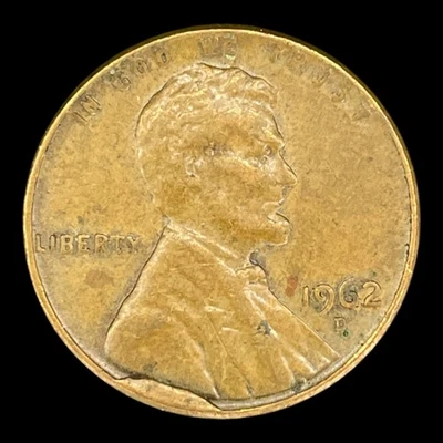 Cud Error Cent 1962 D Lincoln Penny Genuine Mint Filled Die Break 1m - Image 1 of 2