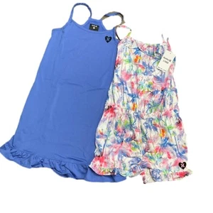 Hurley Girls 2 pack Dress Floral Romper Set Blue Floral Size Large NWT - Picture 1 of 7