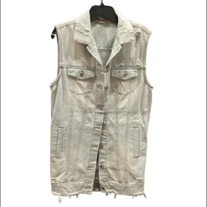 Chaleco de mezclilla ligero desgastado Highway Jeans Longline mezcla de algodón nuevo sin etiquetas - Imagen 1 de 9