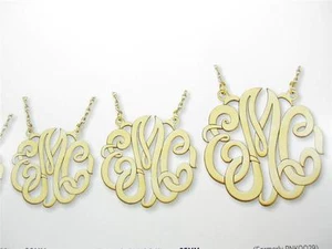 Special Order 10kt Gold 3 Initial Monogram Laser Cut Necklace 25mm Diameter Gift - Picture 1 of 1