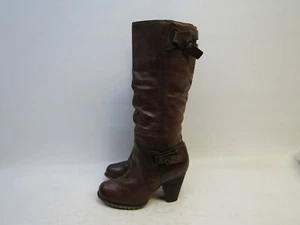 ALDO Womens Size 40 EUR Brown Leather Buckle Zip Knee High Fashion Boots - Picture 1 of 11
