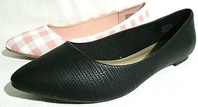 Nuevo Christian Siriano Gigi Puntera Punta Negra o Rosa Cuadros Ballet Pisos Foto 1 de 3