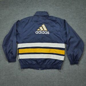 Vintage Adidas Jacket Mens XL Blue Yellow Windbreaker Lightweight Logo 90s