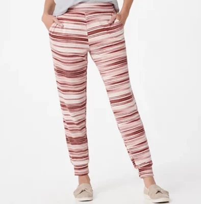 Denim & Co. - Pantalones de salón Active Spacedye Jersey Jogger - Rojo pasas Foto 1 de 4