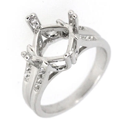 Sterling Silver Semi Mount Ring Setting Princess SQ 8x8mm - Image 1 of 4