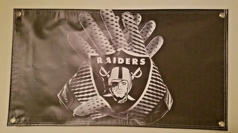 NEW Oakland Raiders Logo Gloves Vinyl Banner 20"×36" NFL Man Cave Carr Cooper Cover