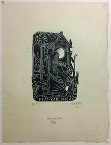 JUNGFRÄULICHE GEBURT Holzschnitt ~ DEUTSCHER EXPRESSIONIST ~ 1930 handsignierter HOLZBLOCK - Bild 1 von 4