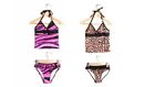 Girls Kids Swimwear Tankini Set Purple Animal Leopard Zebra Print size 0 1 2 3 4
