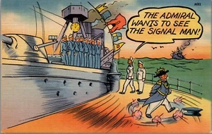   Postcard  World War II Navy Humor The Admiral Wants To See The Signal Man - Picture 1 of 2