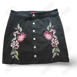 Falda Guess Mediana Los Angelos Mini Denim Moderna Vaquera Occidental Flores Botón - Imagen 1 de 5