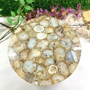 15" Natural Wild Agate Stone Coffee Table Handmade Luxury Gemstone Garden Decors - Picture 1 of 8