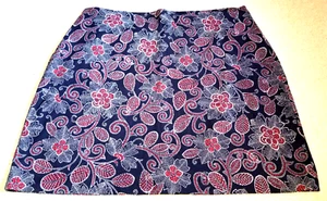 Womens Skirt-TALBOTS-navy/red floral cotton stretch pencil-26W - Picture 1 of 4