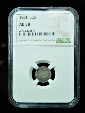 1861 3CS Three Cent Silver - NGC AU58 Cover