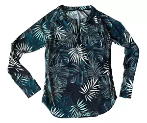 Pullover Title Nine para mujer pequeño manga larga 1/4 cremallera patrón hoja de palma golf - Imagen 1 de 3