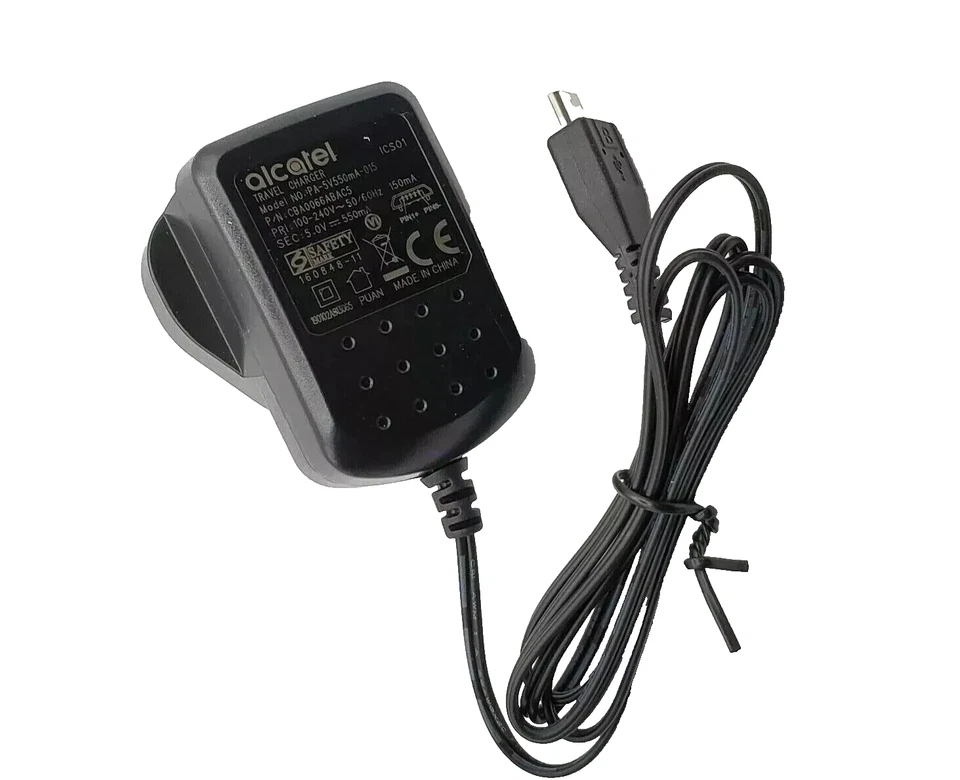 Genuine Alcatel Micro USB 3 Pin UK Wall Charger Power Adapter - Image 1 of 1